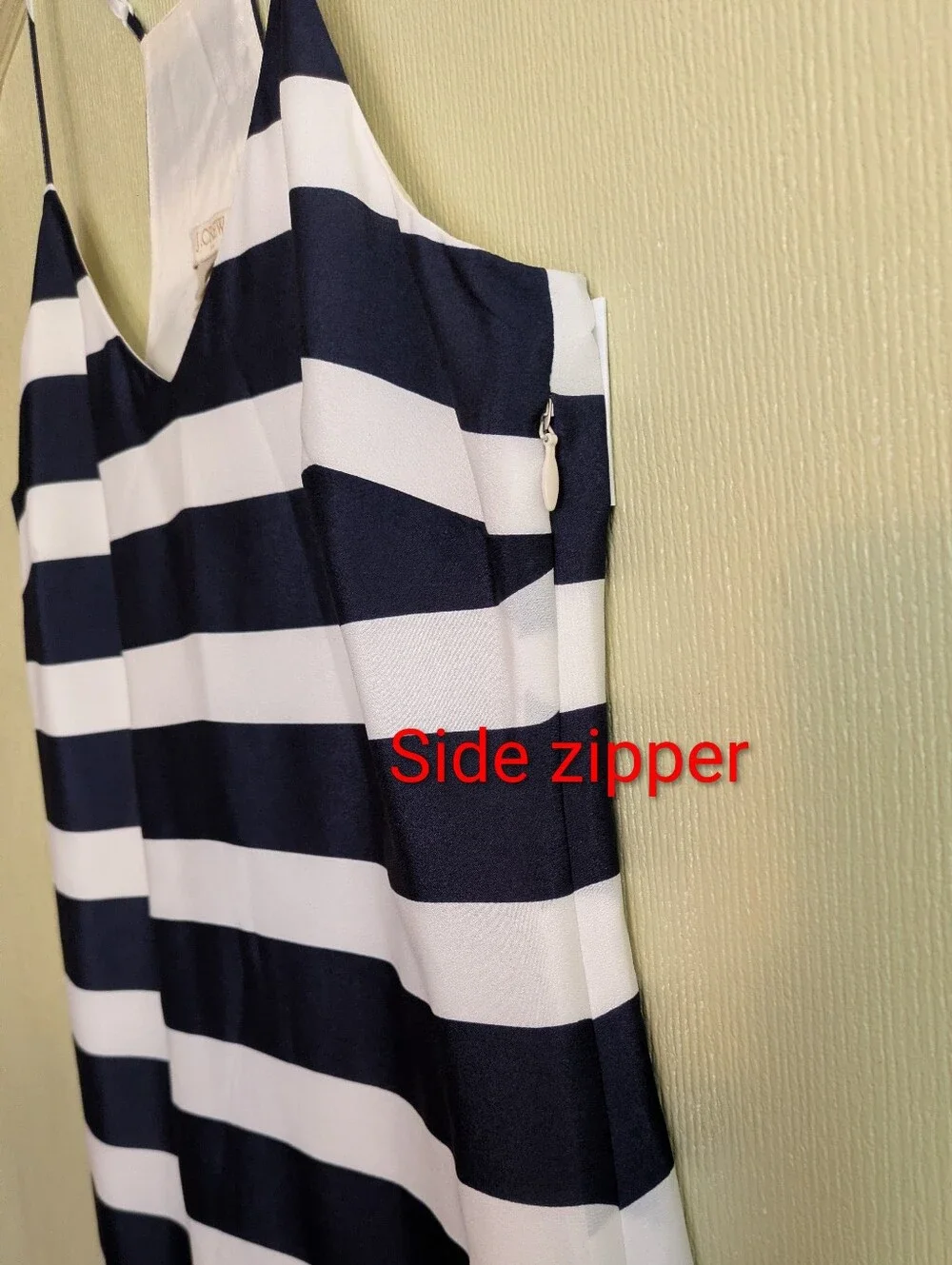 J. Crew Nautical Sailorcore Slip Racerback Dress Navy Blue & White Stripes Woven